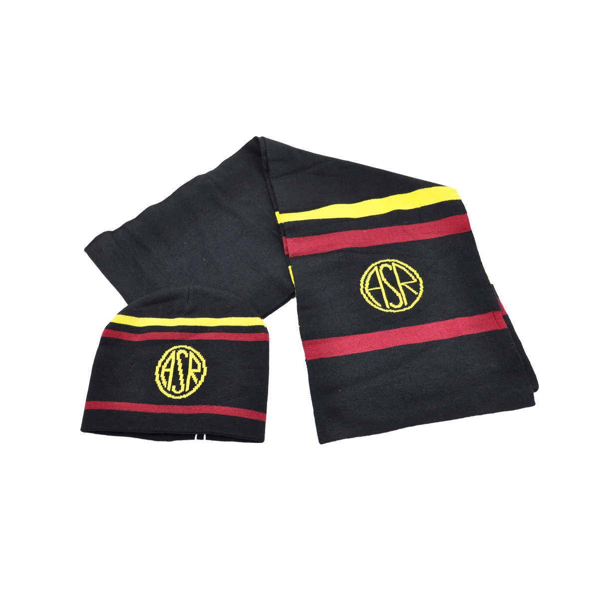 SET CAPPELLO CUFFIA JACQUARD E SCIARPA LOGATA 52%VI 30%PL 18%PA ROMA