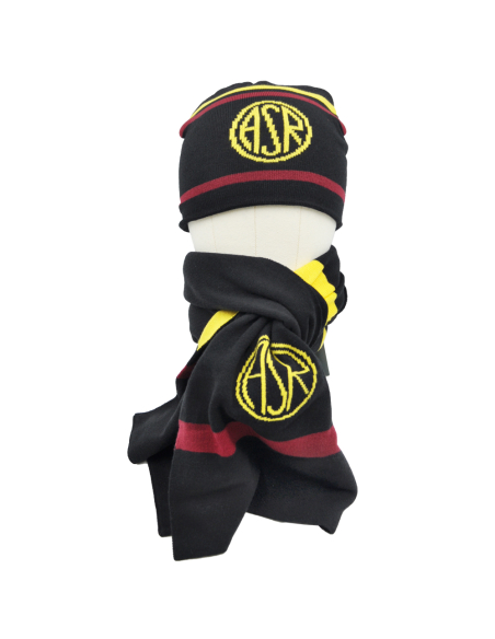 SET CAPPELLO CUFFIA JACQUARD E SCIARPA LOGATA 52%VI 30%PL 18%PA ROMA