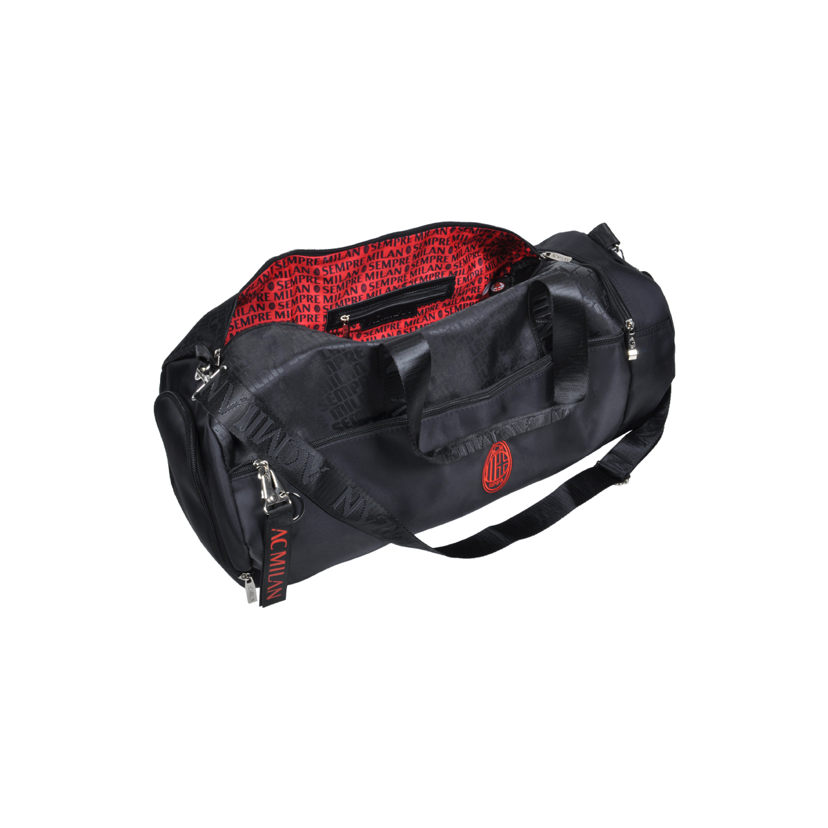 Borsone Stampato Nero Ric Rosso 100% Pl Milan - Imma Italy