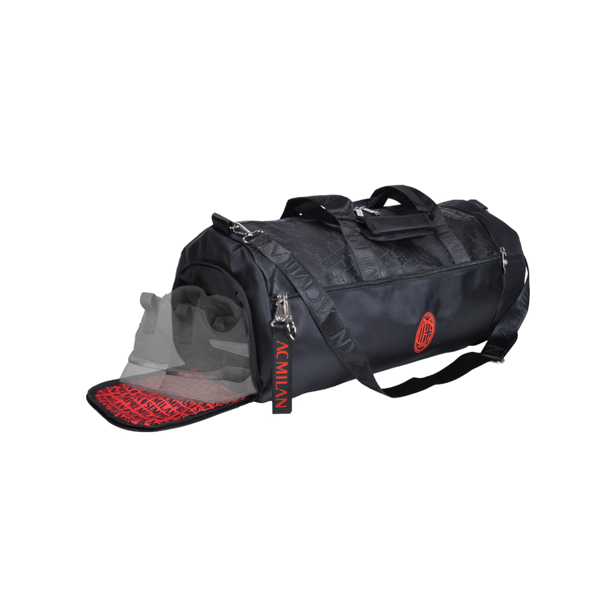 Borsone Stampato Nero Ric Rosso 100% Pl Milan - Imma Italy