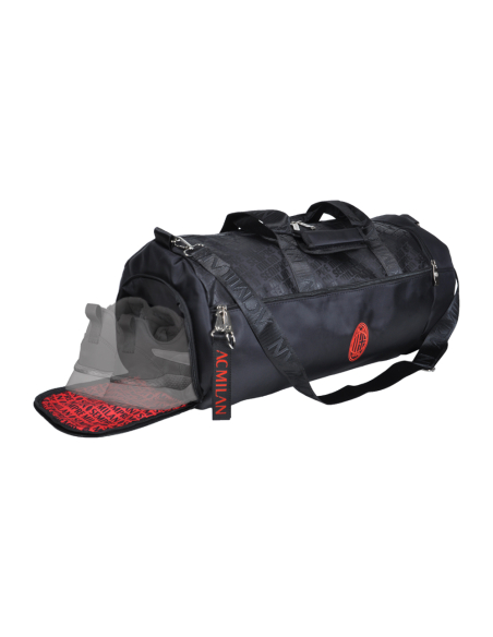 Borsone Stampato Nero Ric Rosso 100% Pl Milan - Imma Italy