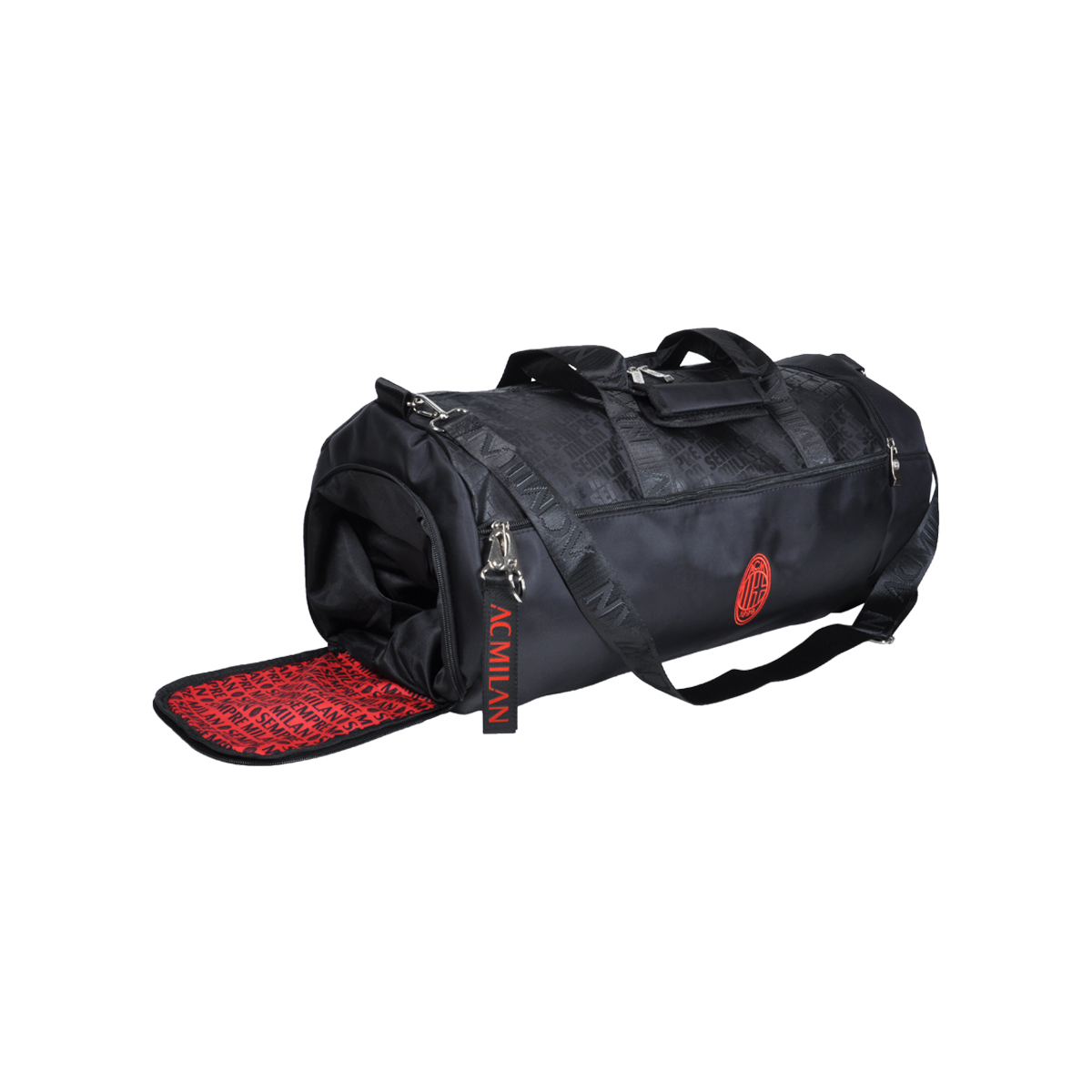 Borsone Stampato Nero Ric Rosso 100% Pl Milan - Imma Italy