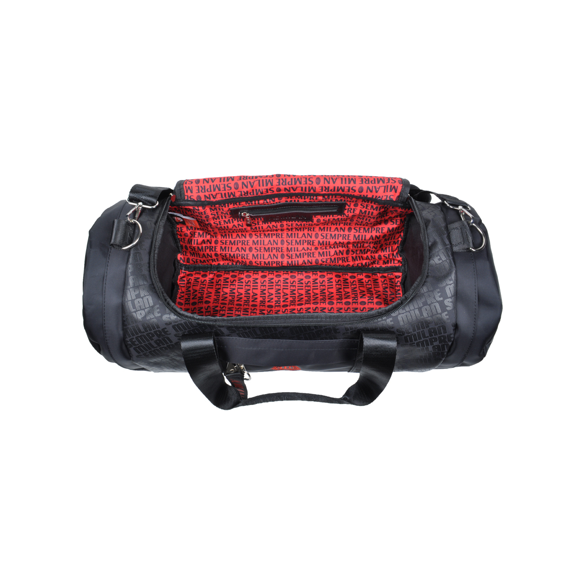 Borsone Stampato Nero Ric Rosso 100% Pl Milan - Imma Italy