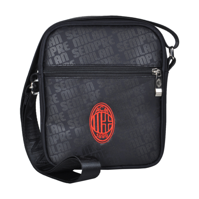 Borsello Grande Stampato Nero Ric Rosso 100%pl Milan - Imma Italy