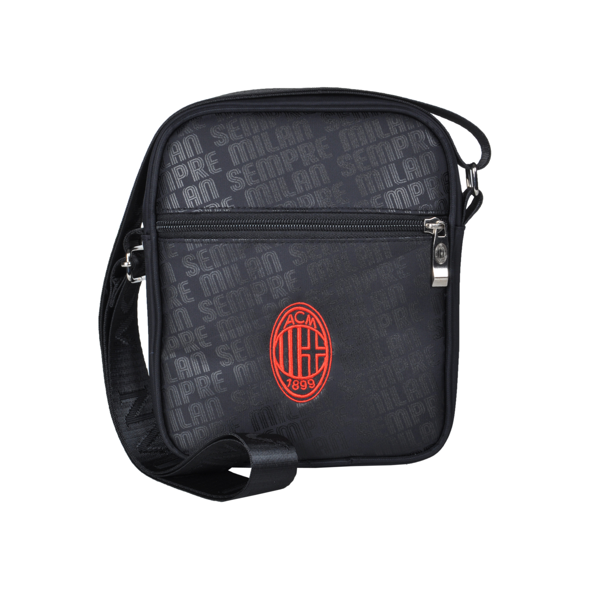 Borsello Grande Stampato Nero Ric Rosso 100%pl Milan - Imma Italy