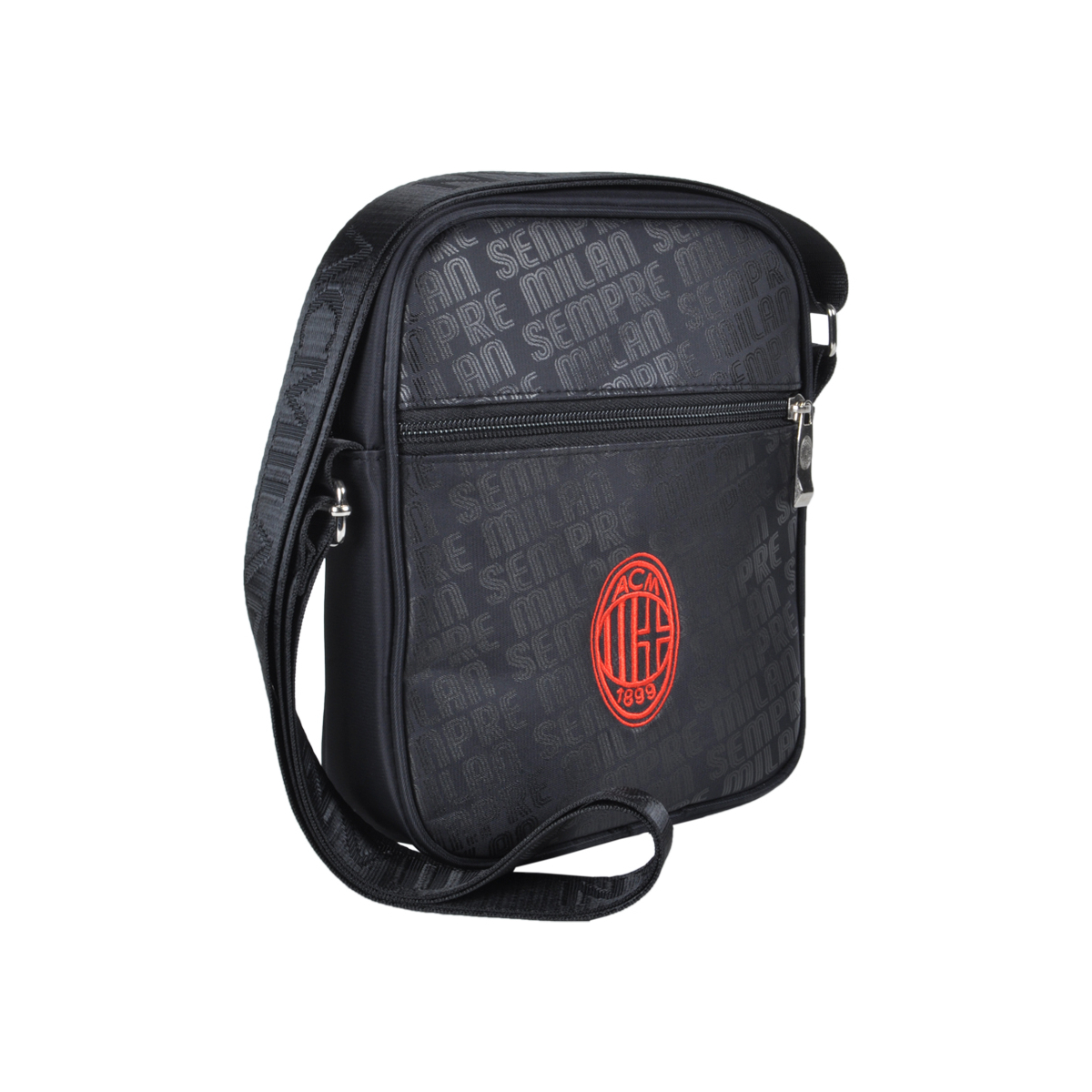 Borsello Grande Stampato Nero Ric Rosso 100%pl Milan - Imma Italy