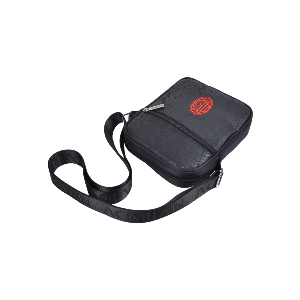 Borsello Grande Stampato Nero Ric Rosso 100%pl Milan - Imma Italy