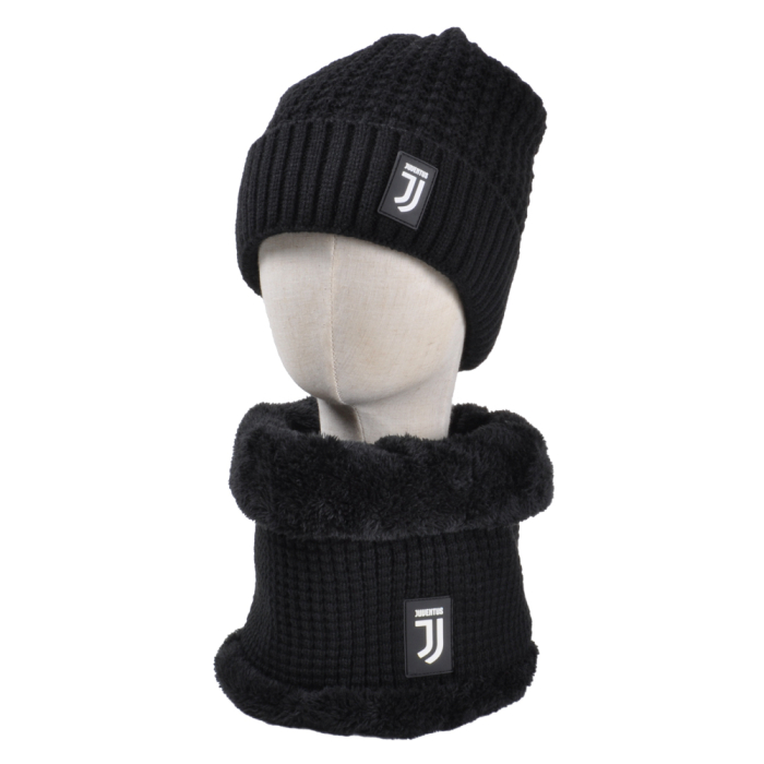 Set Cappello E Scaldacollo Maglia Nido D'ape E Pelliccetta 70%pc 30%pl Juventus - Imma Italy 2