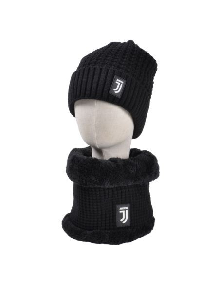 Set Cappello E Scaldacollo Maglia Nido D'ape E Pelliccetta 70%pc 30%pl Juventus - Imma Italy
