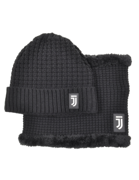 Set Cappello E Scaldacollo Maglia Nido D'ape E Pelliccetta 70%pc 30%pl Juventus - Imma Italy