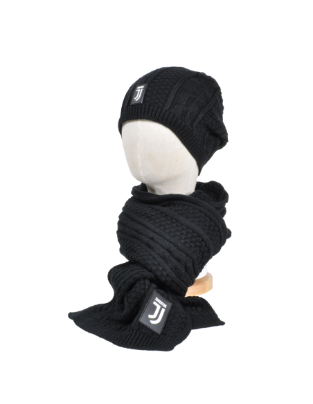 Set Cappello Cuffia E Sciarpa Trecce 100%pc Juventus - Imma Italy