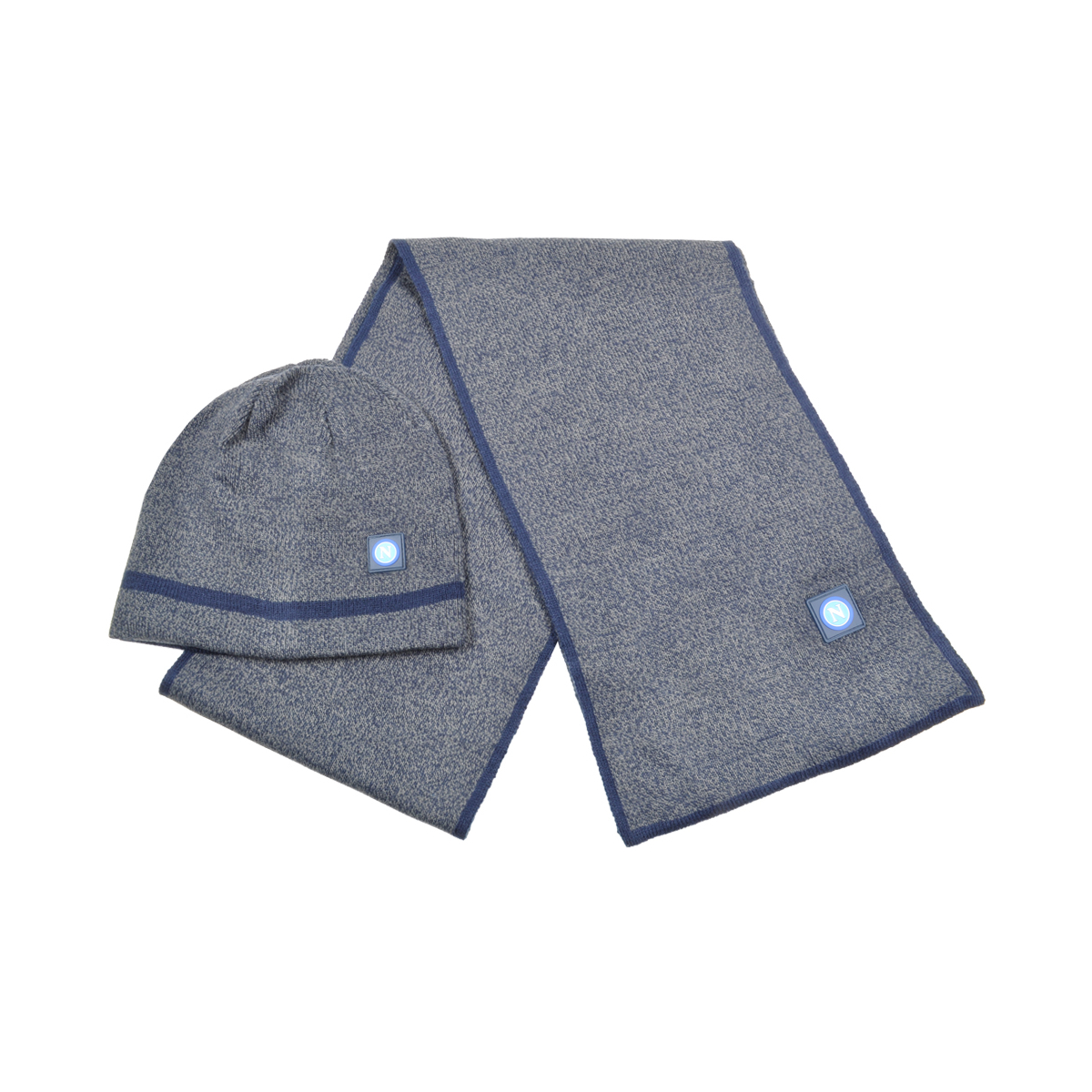 Set Cappello Cuffia Reversibile E Sciarpa Junior 100%pc Enzo Castellano Ssc Napoli - Imma Italy