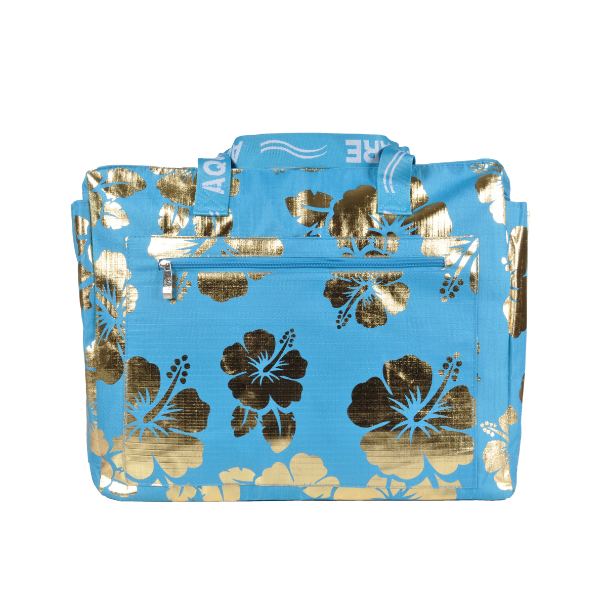BORSA MARE RIB STOP QUADRATA IBISCUS METAL 100%PL AQUA DI MARE