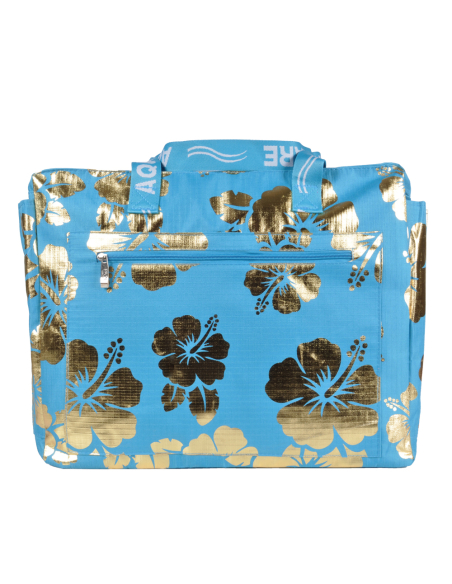 BORSA MARE RIB STOP QUADRATA IBISCUS METAL 100%PL AQUA DI MARE