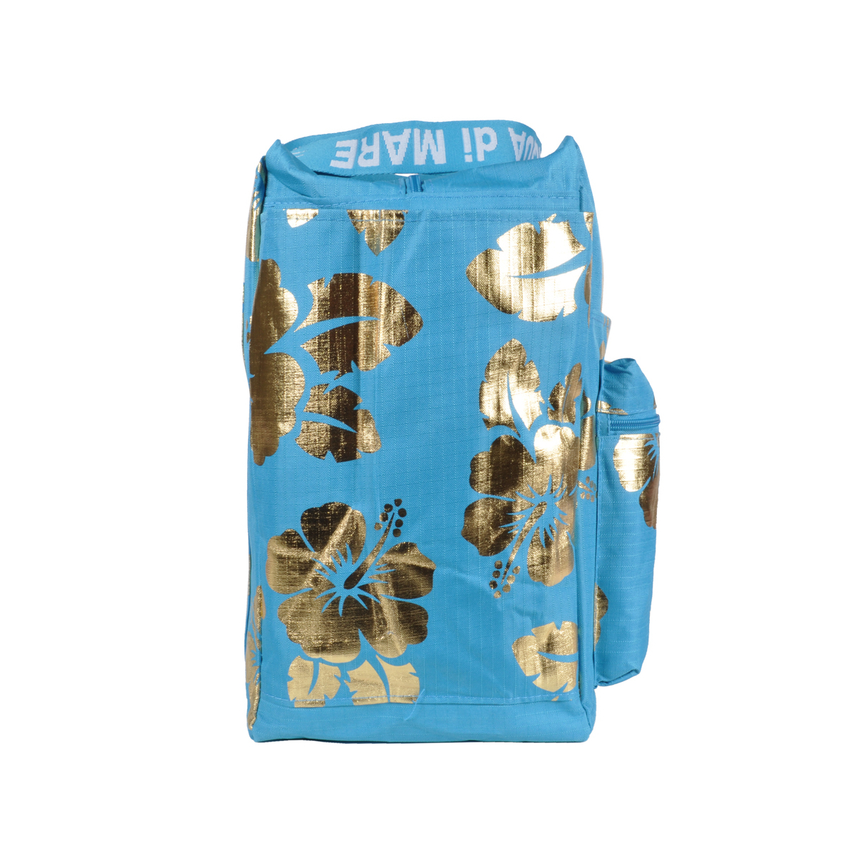 BORSA MARE RIB STOP QUADRATA IBISCUS METAL 100%PL AQUA DI MARE