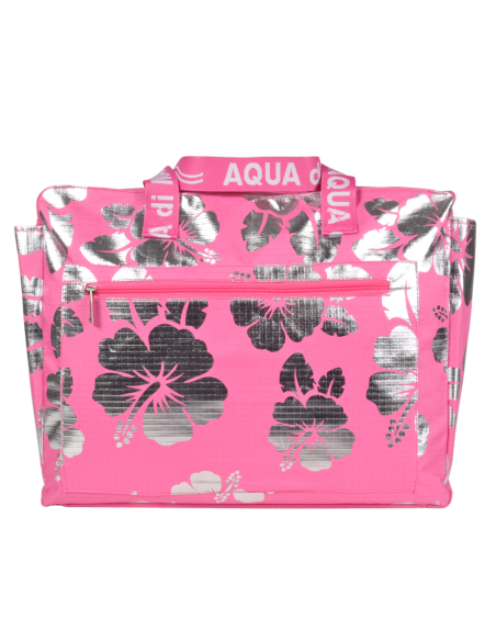 BORSA MARE RIB STOP QUADRATA IBISCUS METAL 100%PL AQUA DI MARE