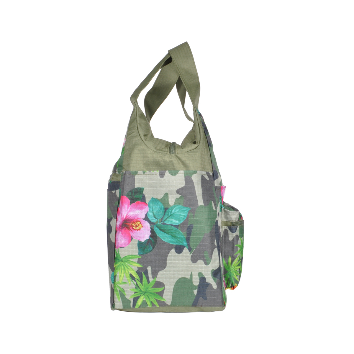 Borsa Mare Rib Stop Tonda Fantasia Camo E Fiori 100%pl Aqua Di Mare - Imma Italy