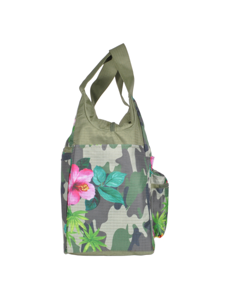 Borsa Mare Rib Stop Tonda Fantasia Camo E Fiori 100%pl Aqua Di Mare - Imma Italy