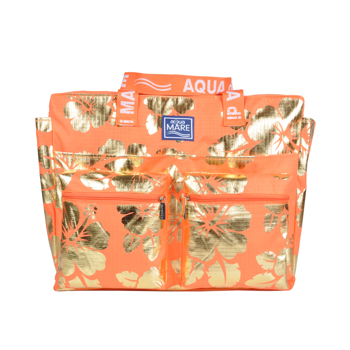BORSA MARE RIB STOP QUADRATA IBISCUS METAL 100%PL AQUA DI MARE