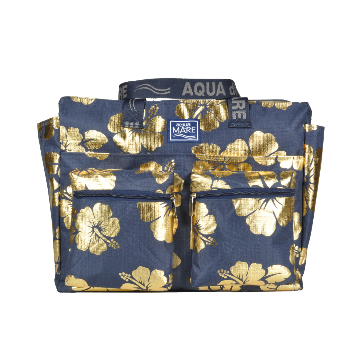 BORSA MARE RIB STOP QUADRATA IBISCUS METAL 100%PL AQUA DI MARE
