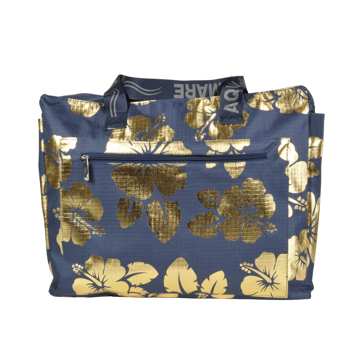BORSA MARE RIB STOP QUADRATA IBISCUS METAL 100%PL AQUA DI MARE