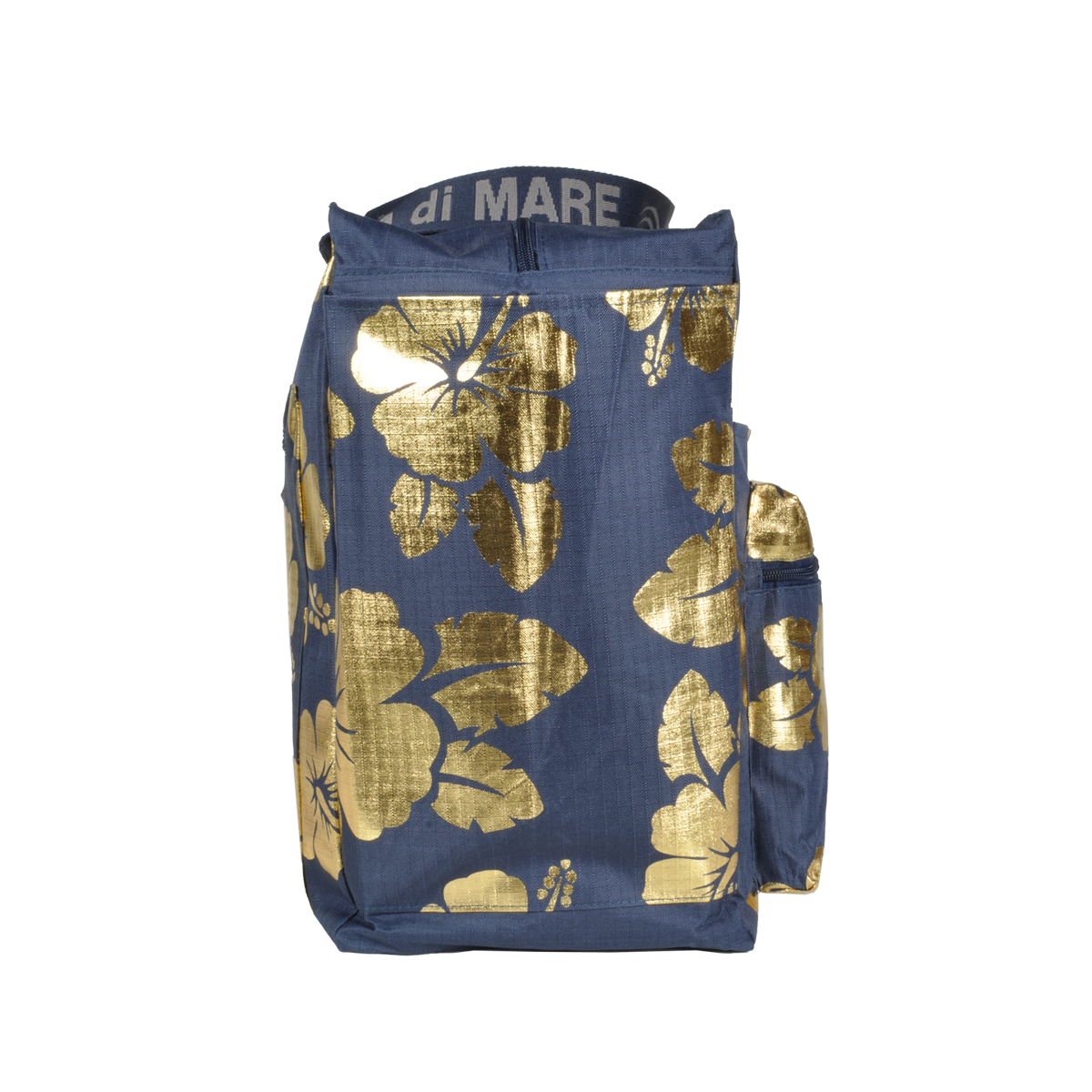 BORSA MARE RIB STOP QUADRATA IBISCUS METAL 100%PL AQUA DI MARE