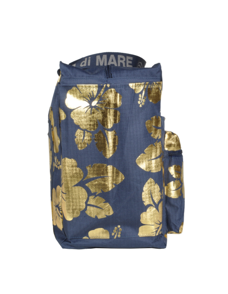 BORSA MARE RIB STOP QUADRATA IBISCUS METAL 100%PL AQUA DI MARE