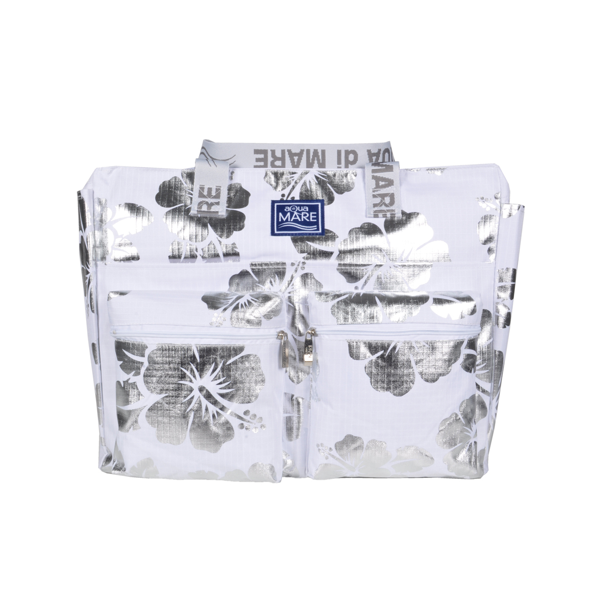 BORSA MARE RIB STOP QUADRATA IBISCUS METAL 100%PL AQUA DI MARE