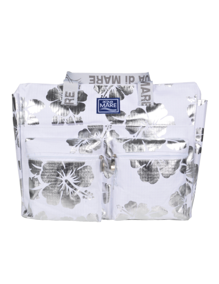 BORSA MARE RIB STOP QUADRATA IBISCUS METAL 100%PL AQUA DI MARE