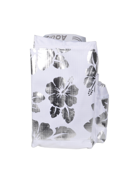 BORSA MARE RIB STOP QUADRATA IBISCUS METAL 100%PL AQUA DI MARE