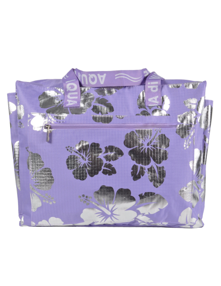 BORSA MARE RIB STOP QUADRATA IBISCUS METAL 100%PL AQUA DI MARE