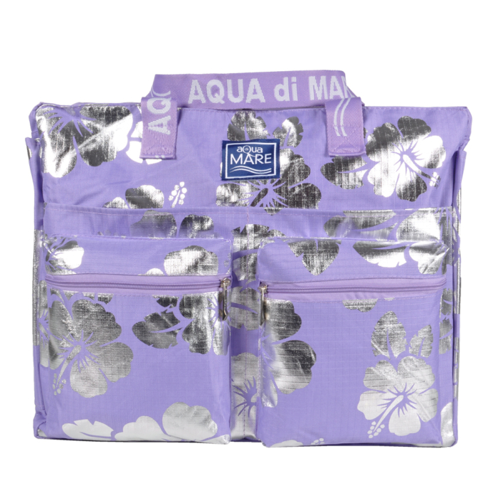 BORSA MARE RIB STOP QUADRATA IBISCUS METAL 100%PL AQUA DI MARE 2