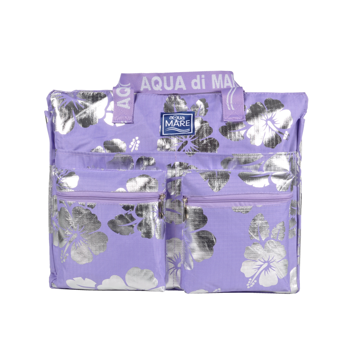 BORSA MARE RIB STOP QUADRATA IBISCUS METAL 100%PL AQUA DI MARE