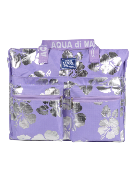 BORSA MARE RIB STOP QUADRATA IBISCUS METAL 100%PL AQUA DI MARE