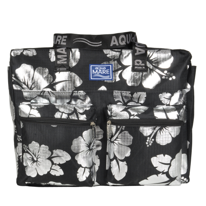 BORSA MARE RIB STOP QUADRATA IBISCUS METAL 100%PL AQUA DI MARE 2