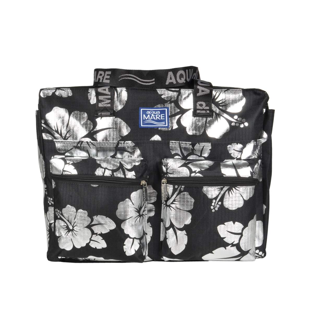 BORSA MARE RIB STOP QUADRATA IBISCUS METAL 100%PL AQUA DI MARE