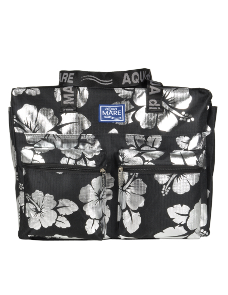 BORSA MARE RIB STOP QUADRATA IBISCUS METAL 100%PL AQUA DI MARE