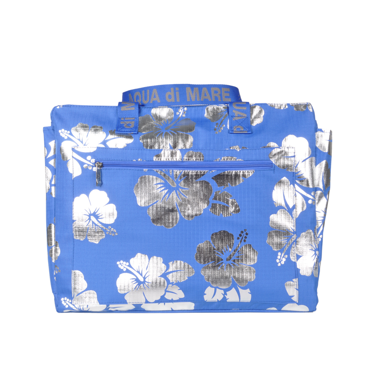 BORSA MARE RIB STOP QUADRATA IBISCUS METAL 100%PL AQUA DI MARE