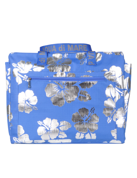 BORSA MARE RIB STOP QUADRATA IBISCUS METAL 100%PL AQUA DI MARE