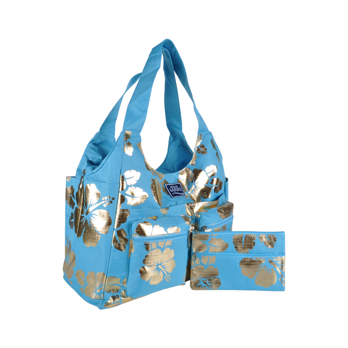 Borsa Mare Rib Stop Tonda Ibiscus Metal 100%pl Aqua Di Mare - Imma Italy