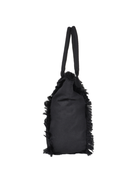 BORSA CON FRANGE E RICAMO SILVER GRANDE 100%PL AQUA DI MARE