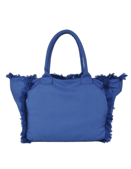 BORSA CON FRANGE E RICAMO ORO GRANDE 100%PL AQUA DI MARE