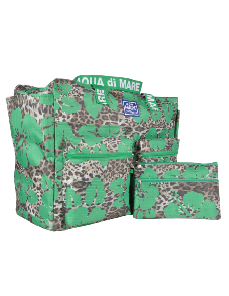 BORSA MARE QUADRATA MACULATA IBISCUS 100%PL AQUA DI MARE