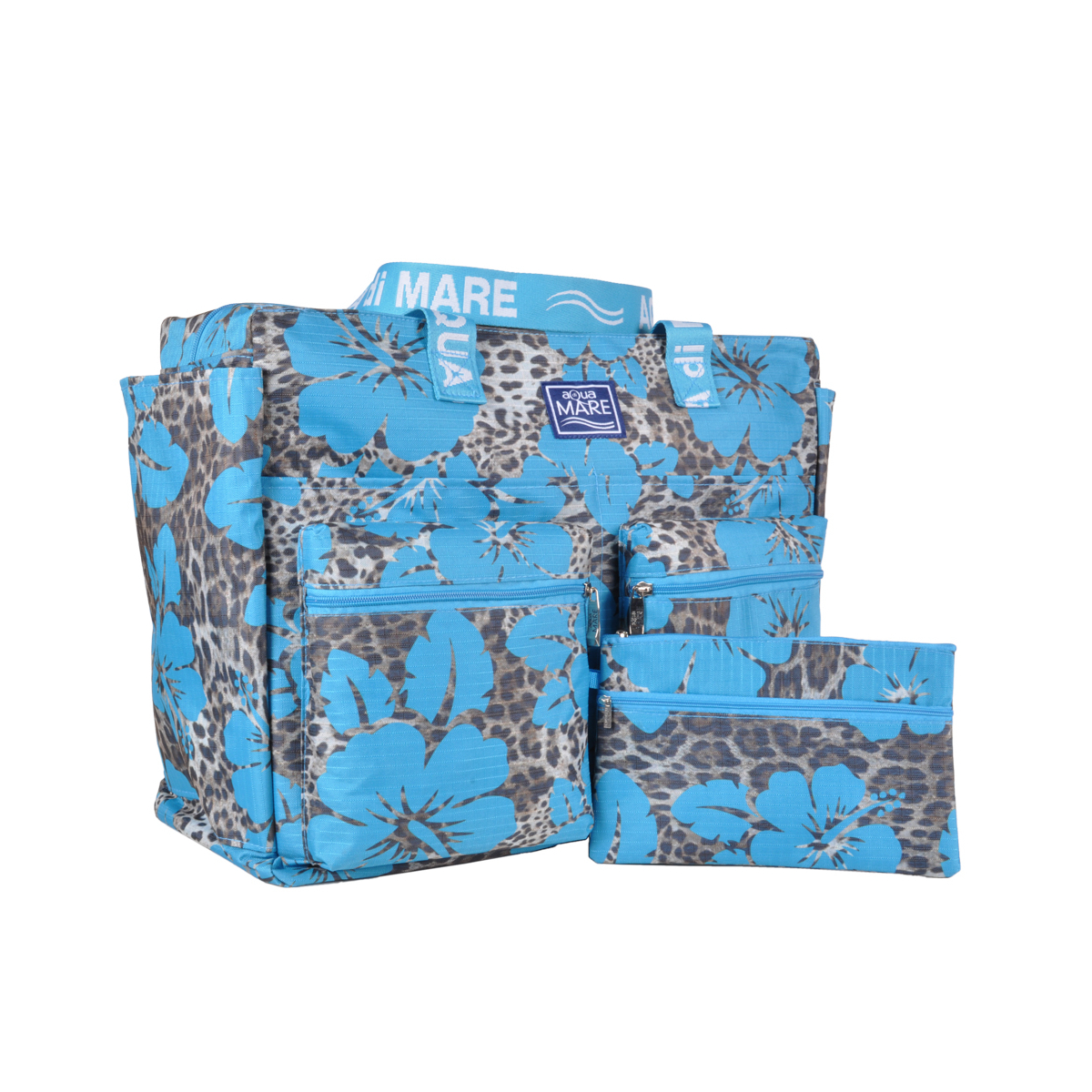 BORSA MARE QUADRATA MACULATA IBISCUS 100%PL AQUA DI MARE