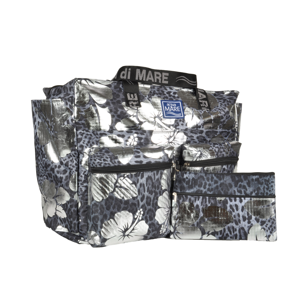 BORSA MARE QUADRATA MACULATA IBISCUS 100%PL AQUA DI MARE