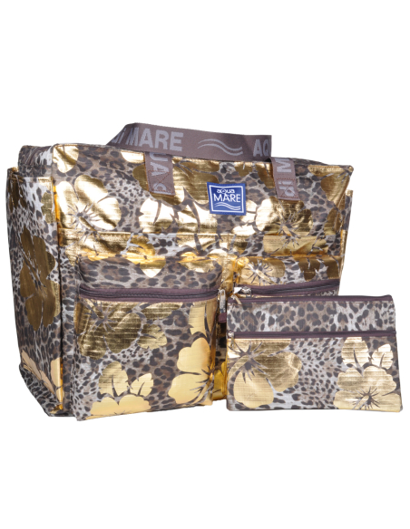 BORSA MARE QUADRATA MACULATA IBISCUS 100%PL AQUA DI MARE