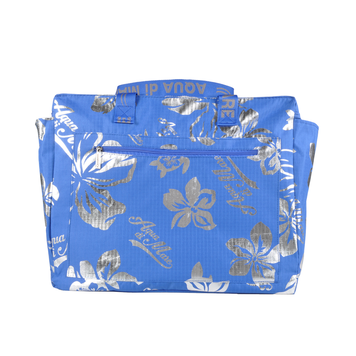 BORSA MARE RIB STOP QUADRATA IBISCUS METAL 100%PL AQUA DI MARE