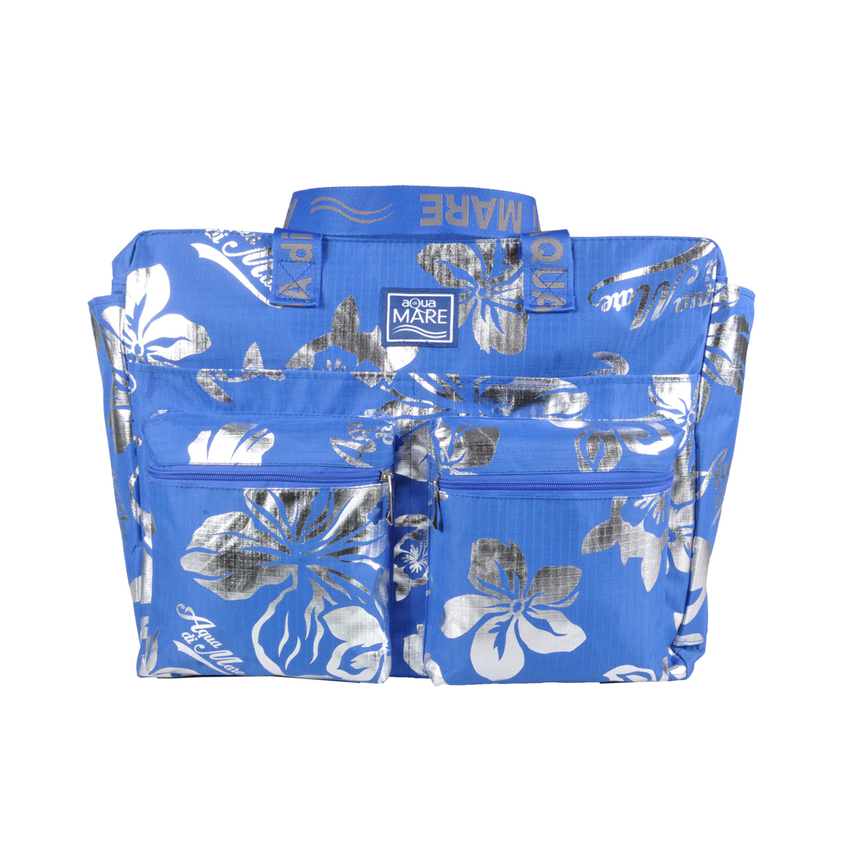 BORSA MARE RIB STOP QUADRATA IBISCUS METAL 100%PL AQUA DI MARE
