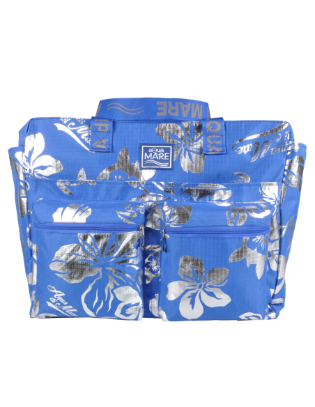 BORSA MARE RIB STOP QUADRATA IBISCUS METAL 100%PL AQUA DI MARE