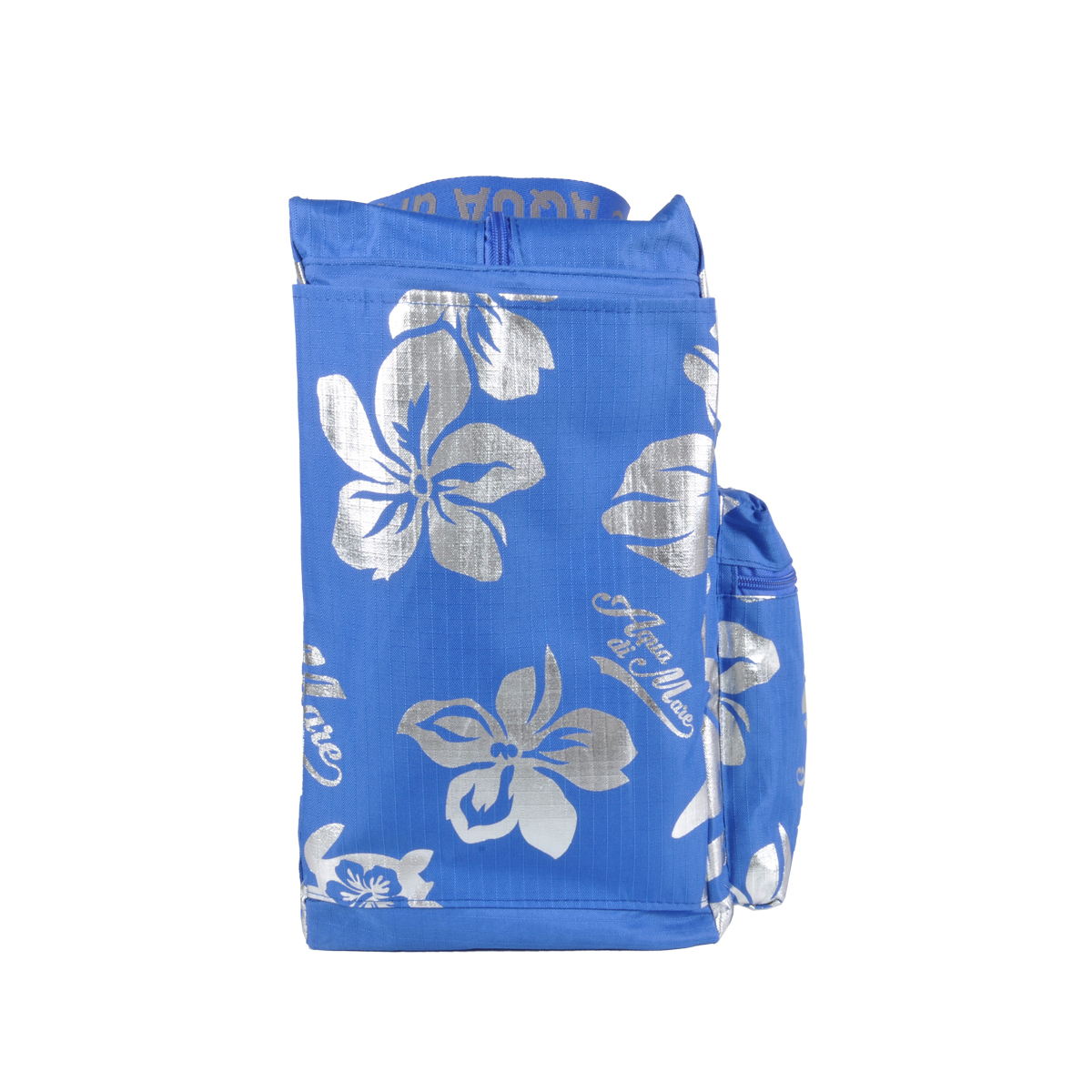 BORSA MARE RIB STOP QUADRATA IBISCUS METAL 100%PL AQUA DI MARE